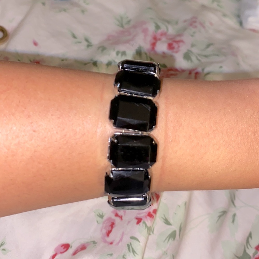 black gem silver bracelet